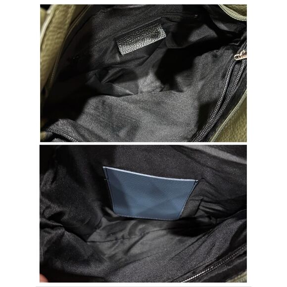 SOLO PERCHE - 🎉HP🎉NWOT "Varese" Tooled Leather Shoulder-to-Backpack/Olive Green - Picture 10 of 16